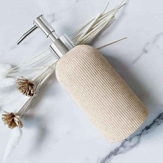 Lunestella Elegant Boho Beige Hand Soap Dispenser by LUNESTELLA