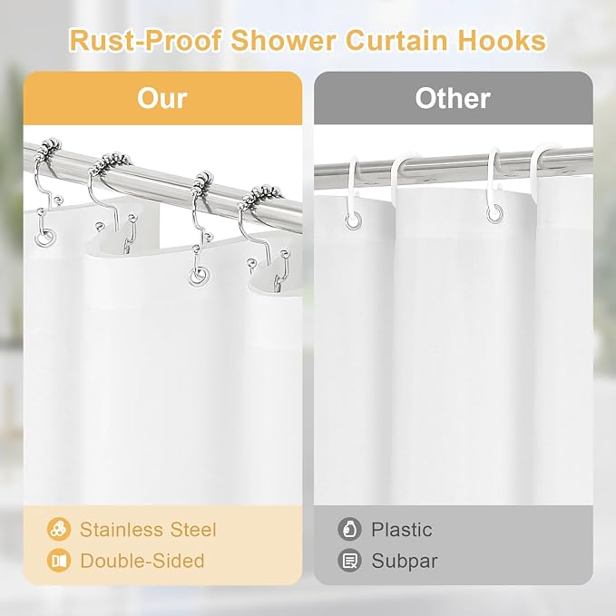 3 in 1 Long Moonlight Blue Shower Curtain Set-72 W x 78 H, Modern Waffle and - Image 4