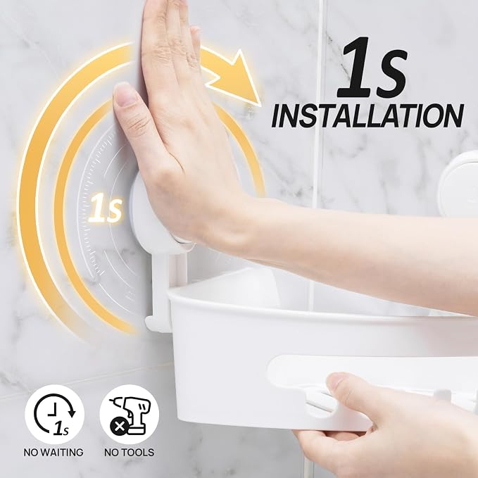 LEVERLOC Corner Shower Caddy Suction Cup, shower shelves suction cup, 2 Pack - Image 2