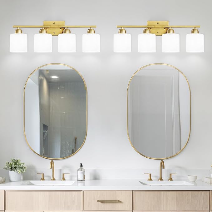 4 Light Gold Light Fixture Bathroom, Brushed Gold Vanity Light - Image 7