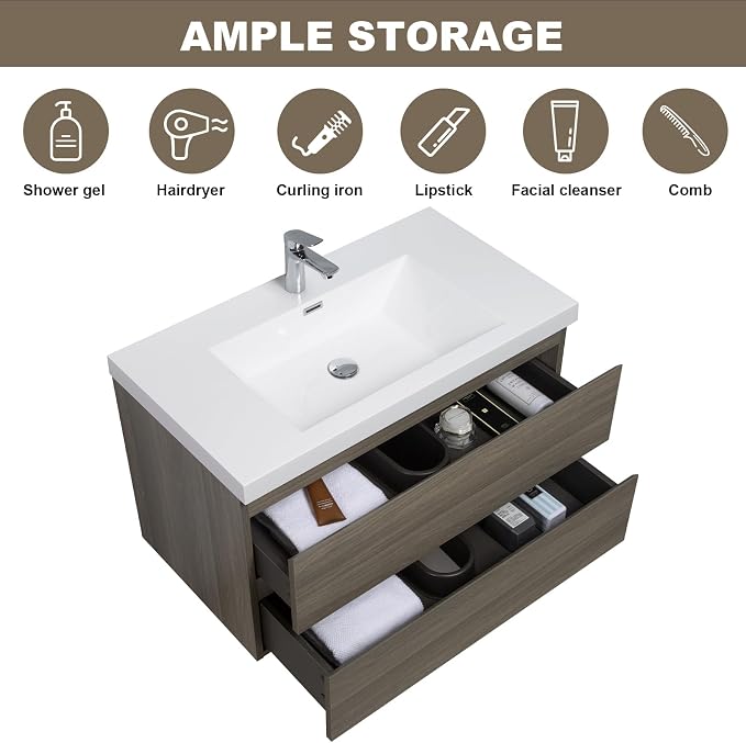 Floating Vanity Bathroom, 36 Inch Bathroom Vanity - Image 5