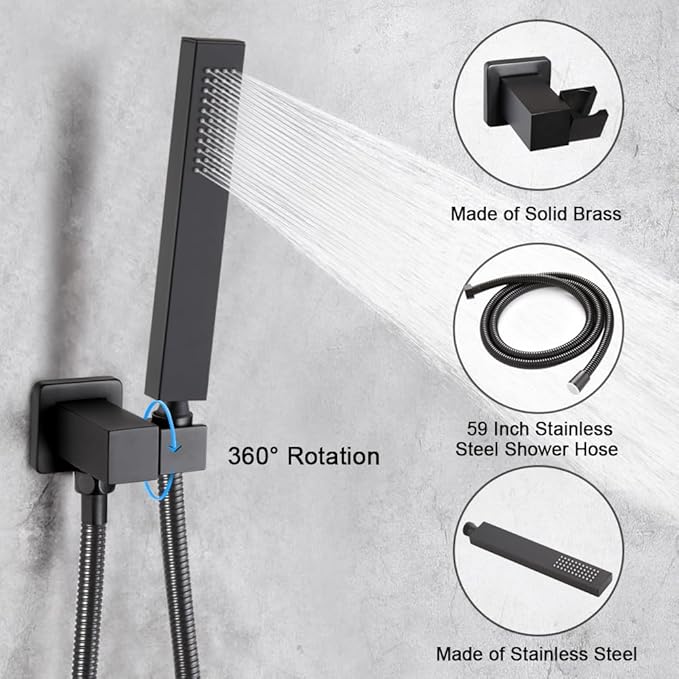 POP SANITARYWARE Matte Black Shower Faucet Set - Image 4