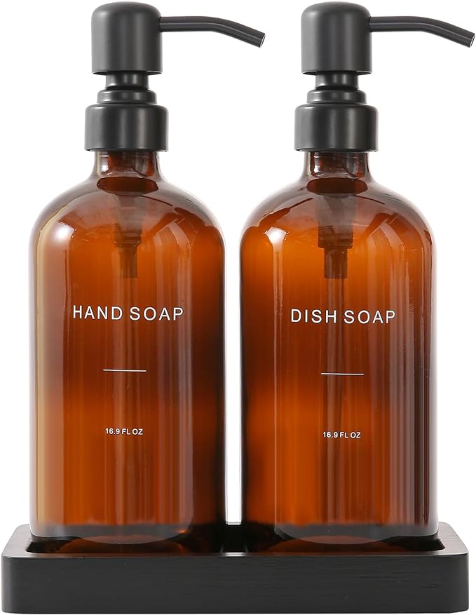 Amber Soap Dispenser Set, Soap Dispenser by PrusWaso