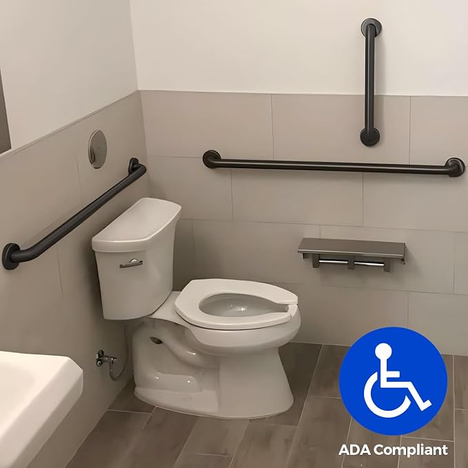 Grab Bar Bundle for ADA Compliance, Matte Black Stainless Steel Grab Bar Set - Image 4