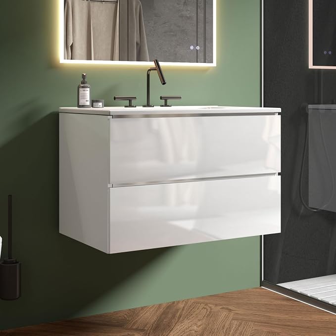 30" Bathroom Vanity with Sink, Modern Floating Vanity with Double Soft Closing by LittleTulip