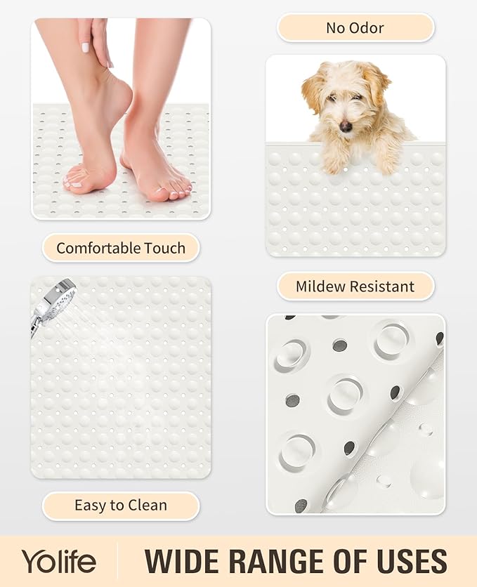 Yolife Extra Large TPE Shower Mat, 47.2" L x 31.5" W Anti Slip Bath Mat - Image 4