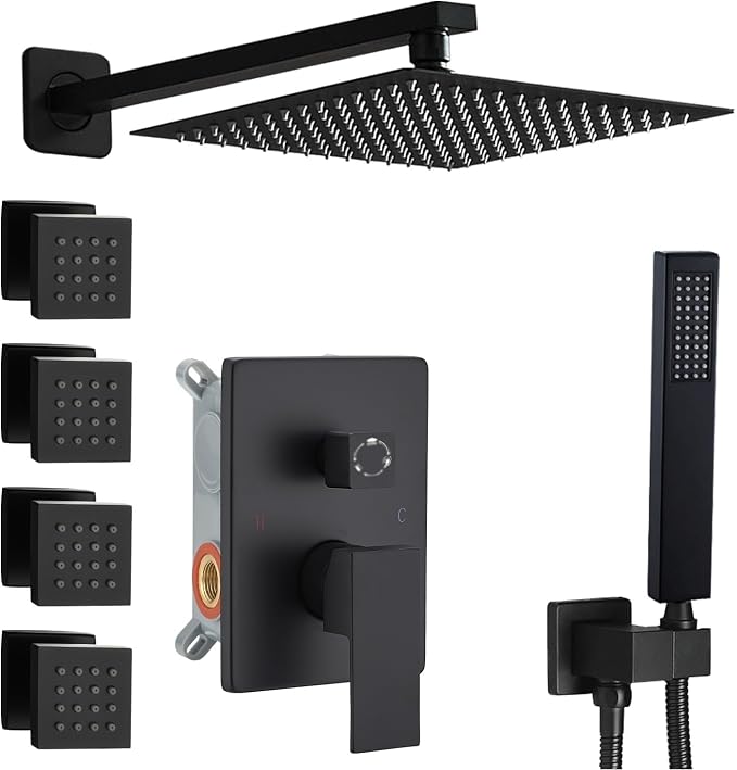 Matte Black Shower Faucet Set by ANNAZOMBATHROOM