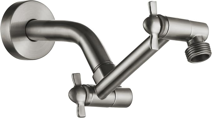 Brushed Nickel Shower Extender Arm, Height & Angle Adjustable by Pichrain