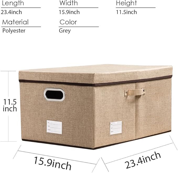 PRANDOM Storage Bins with Lids Jute Fabric Foldable Storage Boxes Organizer - Image 3