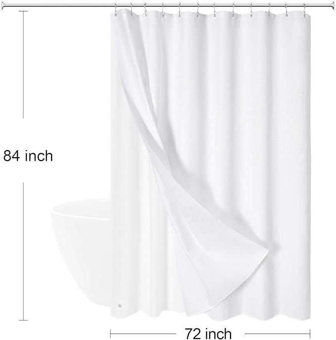 3 in 1 Extra Long Shower Curtain Set-72 W x 84 H, Waterproof Fabric - Image 8