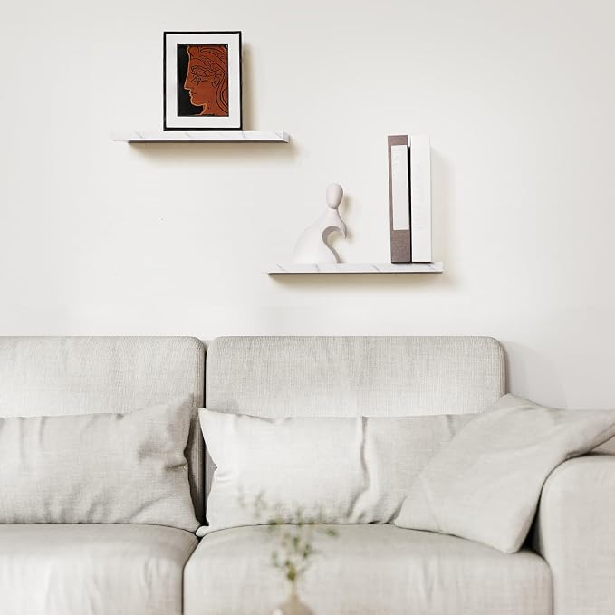 Pinkunn 3 Pcs Faux Marble Floating Shelves Modern Wooden Floating Shelf Wall - Image 2