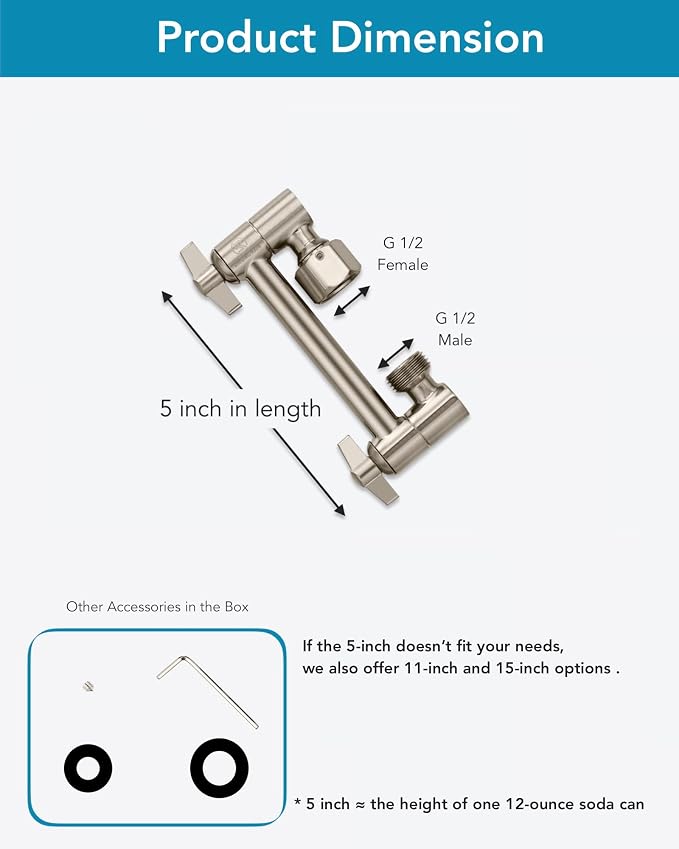 5 Inch Adjustable Shower Head Extension Arm - Image 5