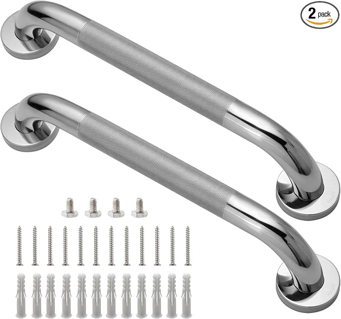 Shower Grab Bar, 2 Pack 16 Inch Bathroom Grab Bar, 304 Stainless Steel 1.25" by Rockgoya