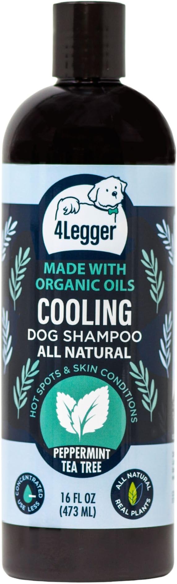 4Legger Organic Dog Shampoo, Cooling Peppermint Tea Tree Dog Shampoo by 4Legger