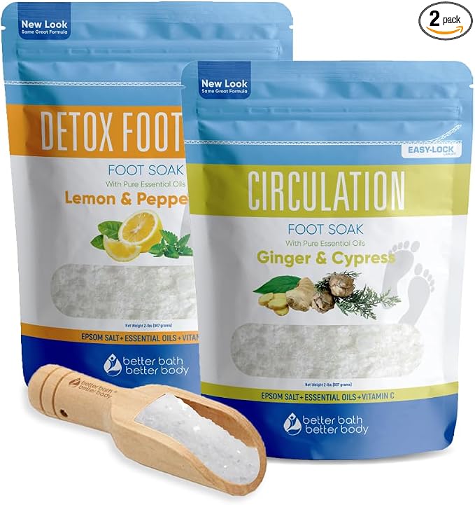 2 Pack Foot Soak Salts Bundle for DIY Foot Spa by BetterBathBetterBody