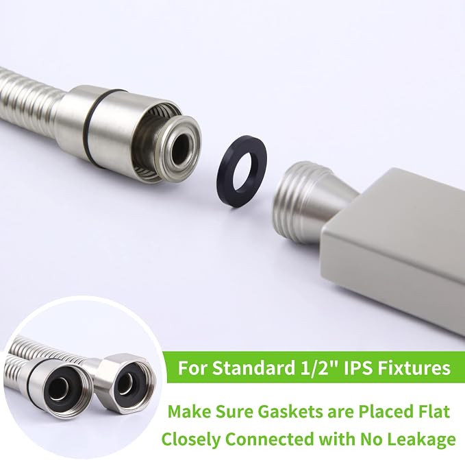 Brushed Nickel Shower Hose 59", Angle Simple Stainless Steel Replacement Head - Image 4