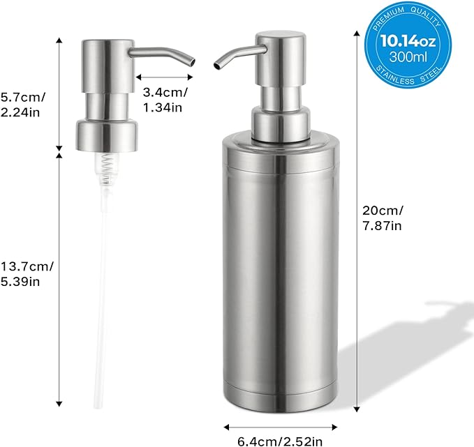 GAPPO Brushed Nickel Soap Dispenser Stainless Steel Metal Pump Hand Lotion - Image 4