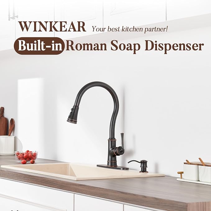Built in Soap Dispenser for Kitchen Sink Countertop, Solid Brass Pump Head Long - Image 2