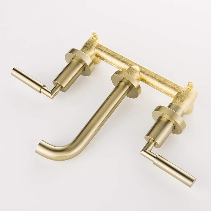 RBROHANT Brushed Gold Wall Mount Bathroom Faucet, Wall Mounted Sink Faucet - Image 4