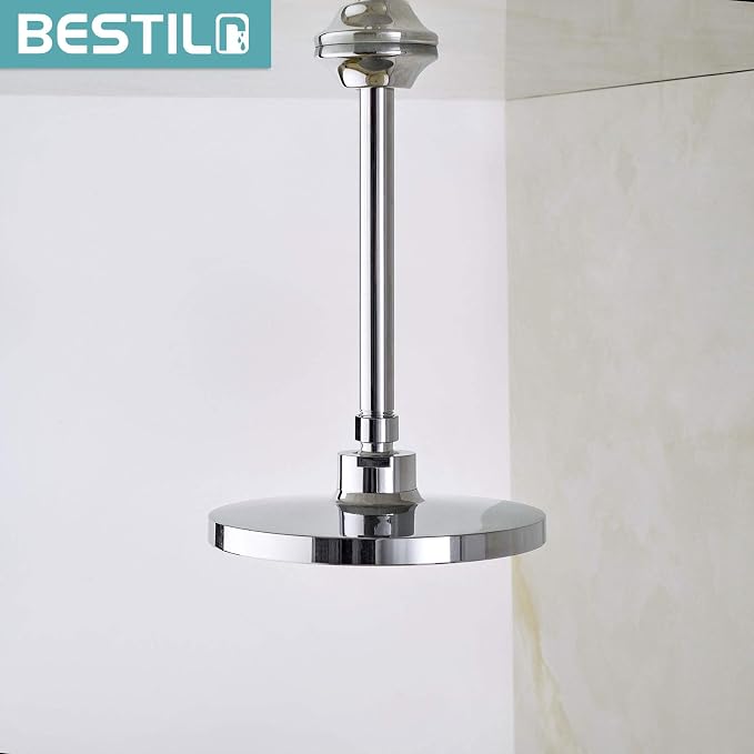BESTILL 8 Inch Ceiling Mount Rain Shower Head Arm and Flange - Image 2