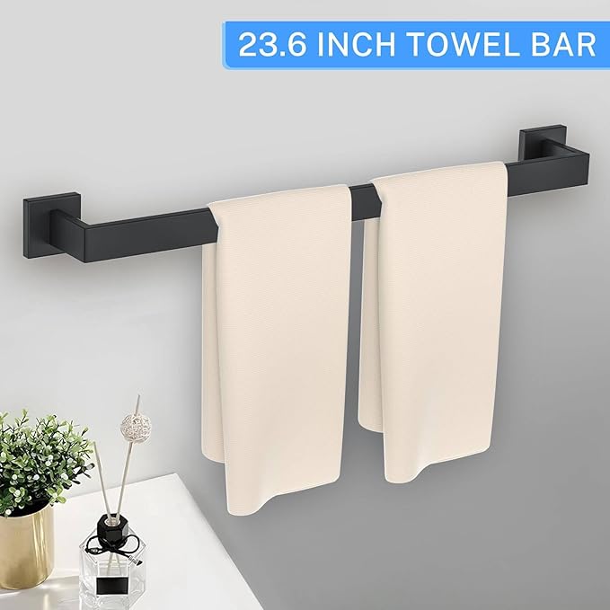 10-Piece Matte Black Bathroom Hardware Accessories Set Black Towel Bar Set - Image 2