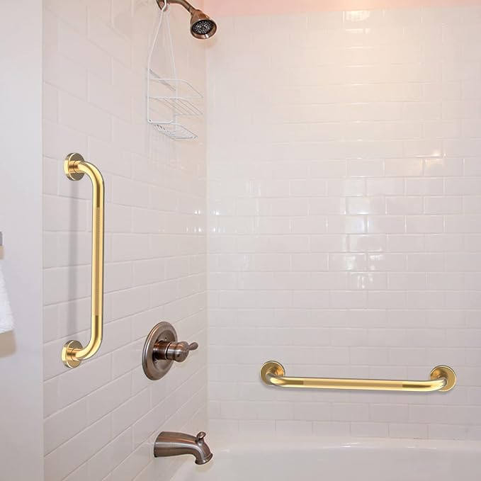 24 Inch Anti Slip Shower Grab Gold, Munzong Bathroom Grab Bar, Knurled Bathroom - Image 5