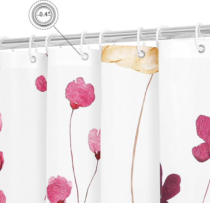 Gibelle Watercolor Floral Shower Curtain, Hot Pink Flower Shower Curtain - Image 5