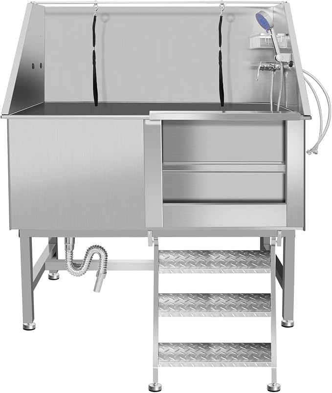50" Dog Washing Station, Professional Stainless Steel Dog Bathing Station by OLIPIC