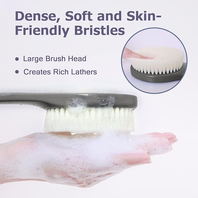 Body Back Scrubber – 17'' Long Handle Shower Brush, Durable Exfoliator - Image 2