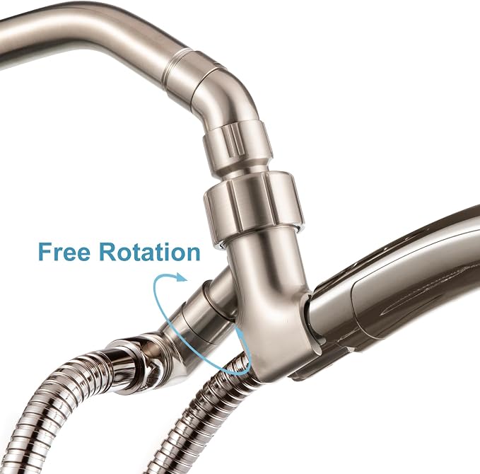 OFFO Shower Head Elbow Adapter, Brushed Nickel All Metal Handheld Shower Head - Image 5