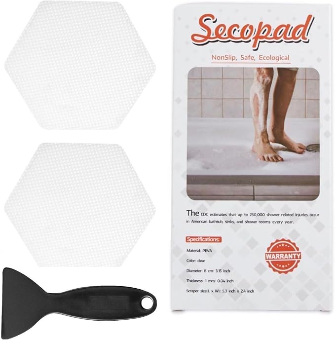 Original Bathtub Stickers Non-Slip, Hexagon Safety Shower Treads Adhesive by Secopad