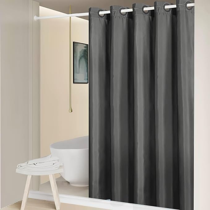 Furlinic No Hook Extra Long Shower Curtain 96 Length, Polyester Fabric Bathroom - Image 5