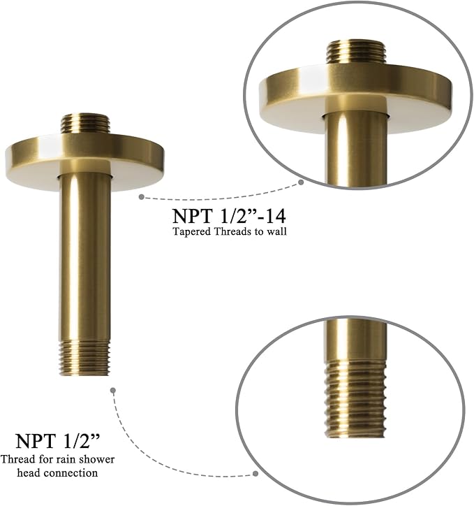 4 Inch Shower Arm with Flange, Ceiling Mounted Shower Head Extension Arm - Image 4
