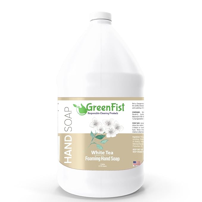GreenFist Foaming Hand Soap Refills White Tea Scent Jug Foam Refill Made in USA by GreenFist