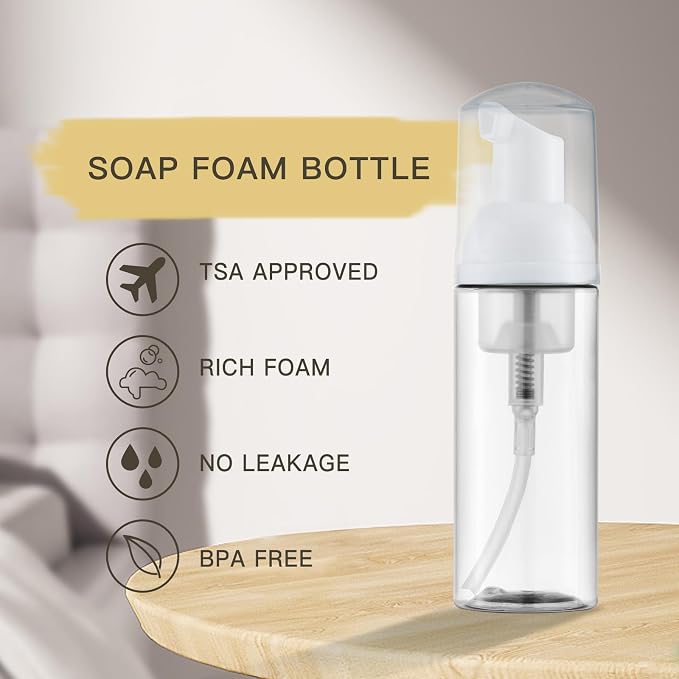 Tekson Soap Foam Bottle, Empty Travel Foaming Lash Shampoo - Image 4