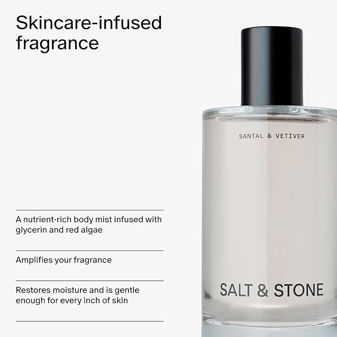 Salt & Stone Body Mist, Santal & Vetiver Scent, Skincare Infused Hair & Body - Image 4