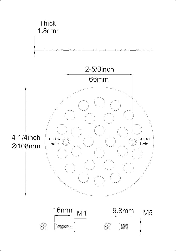 4-1/4 Inch Screw-in Round Floor Drain Cover Replacement Shower Drainer Grates - Image 2