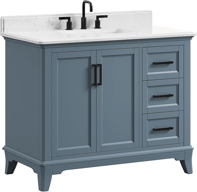 42 Inch Bathroom Vanity with Sink, Fully Assembled Solid Wood Frame Bathroom - Image 8
