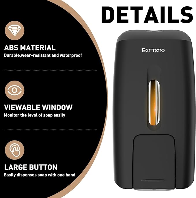 Commercial Soap Dispenser Wall Mount Manual Pump Hand Soap Dispenser 800ml Gel - Image 3