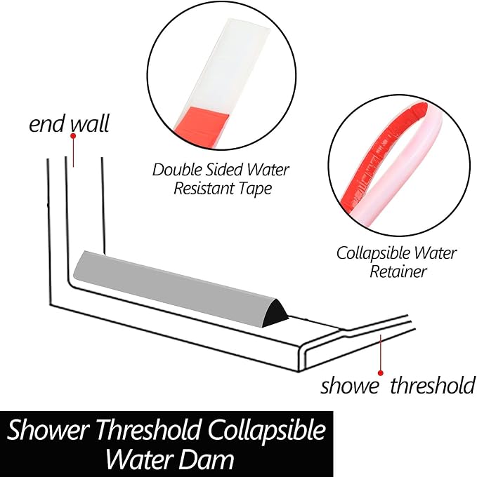 Raycity Collapsible Shower Threshold Water Dam Barrier, Shower Door and Kitchen - Image 3