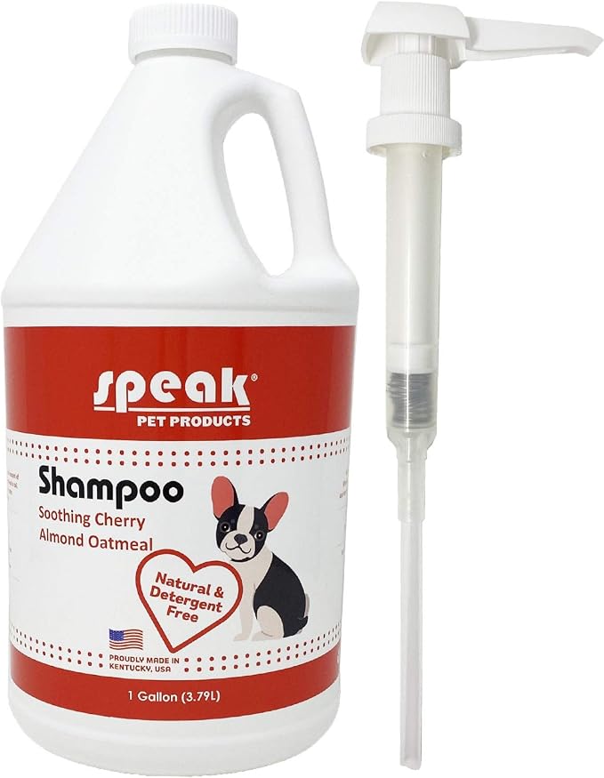 Natural Dog Shampoo with Pump, Soothing Cherry Almond Oatmeal, 1 Gallon by SpeakPetProducts