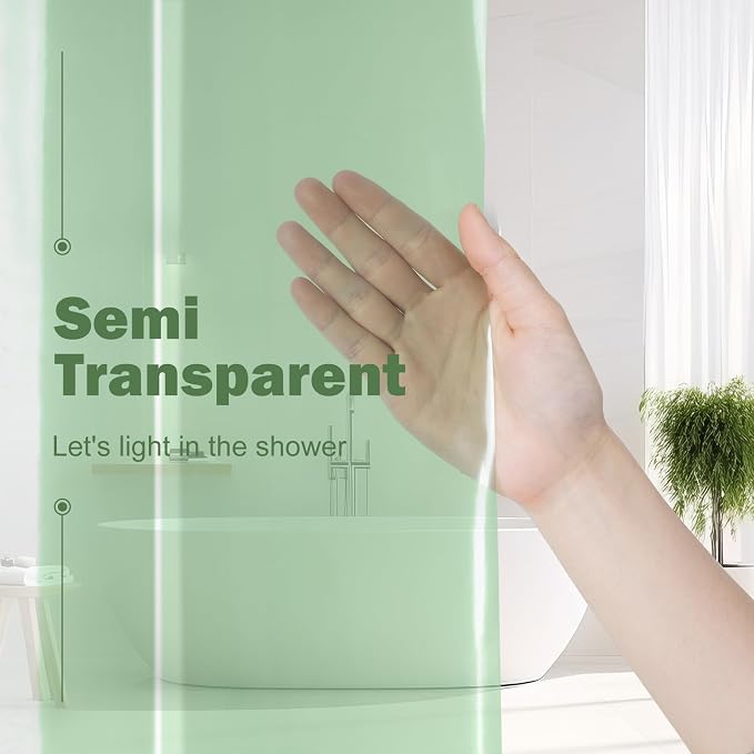 UFRIDAY Green Clear 72 x 84 Shower Curtain Liner, Extra Long Clear Shower - Image 2
