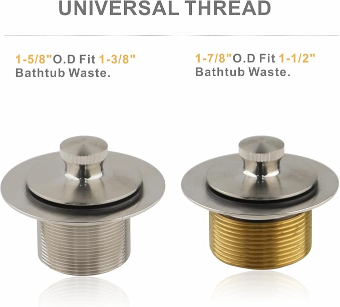 Bathtub Tub Drain Conversion Kit Assembly, Wellup Lift and Turn Twist Tub Drain - Image 4