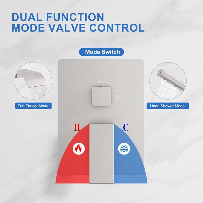 RUMOSE Wall Mount Bathtub Faucet Waterfall Tub Faucet - Image 4