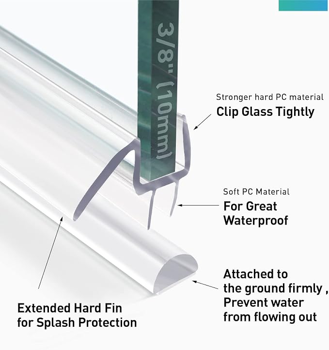 Shower Door Bottom Seal, Frameless Glass Shower Door Seal Strip, Stop Shower - Image 9