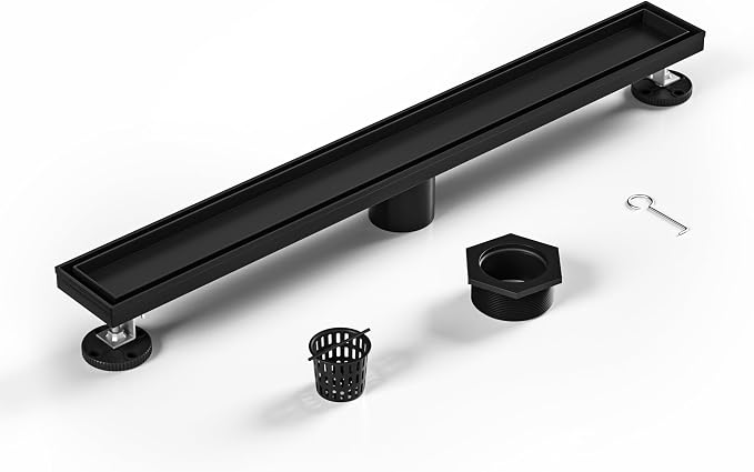 Linear Shower Drain 24", Matte Black Floor Drain - Image 5