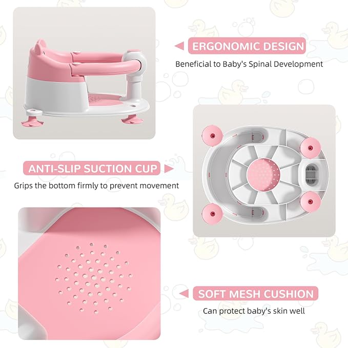 Baby Bath Seat for Babies 6 Months & up, Non-Slip Toddler Bath Seats for Babies - Image 4