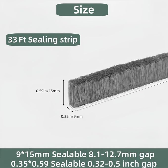 Window Weather Stripping Door Seal, 33FT Self-Adhesive Soundproofing Weather - Image 2