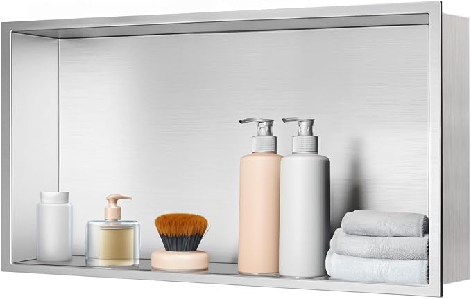 Shower Niche, Stainless Steel Elegant Bathroom Niche, No Tile Needed Recessed by Elefloom