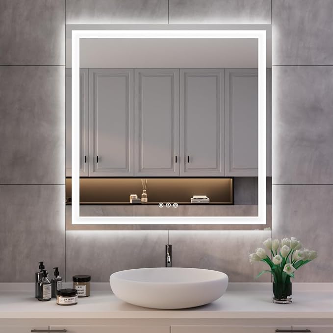 ISKM 36'' x 36'' LED Mirror for Bathroom Lighted Vanity Mirror for Wall Front by ISKM-IStillKeepMovin